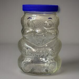 Vintage Skippy Bear Glass Jar 100th Birthday Peanut Butter Special Edition 1990